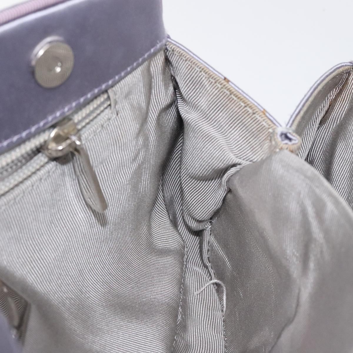BALLY Chain Hand Bag Satin Purple Silver Auth 123509
