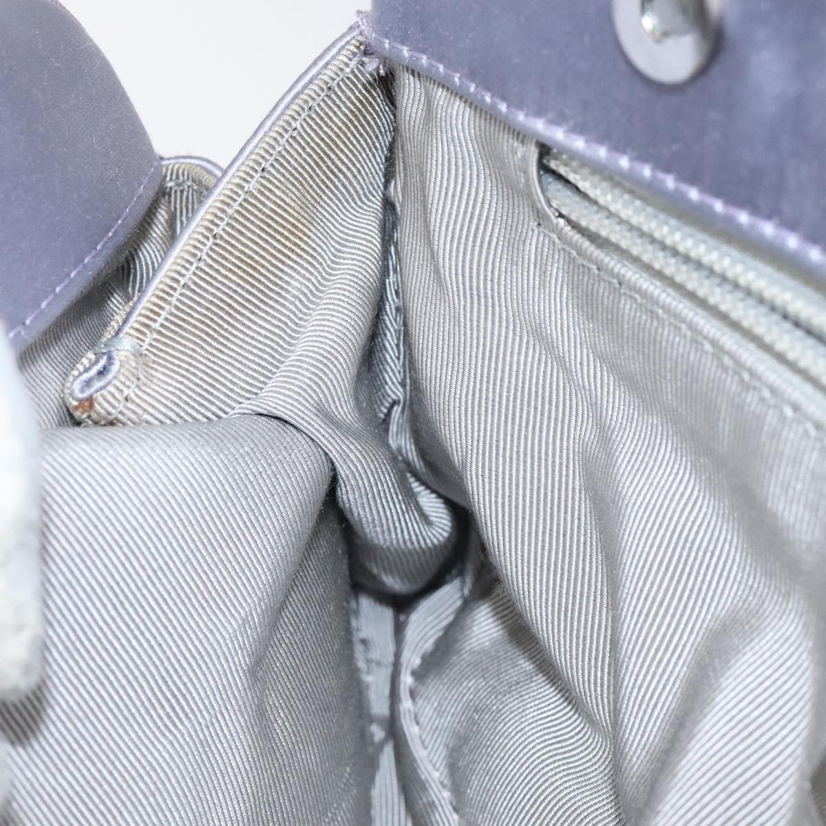 BALLY Chain Hand Bag Satin Purple Silver Auth 123509