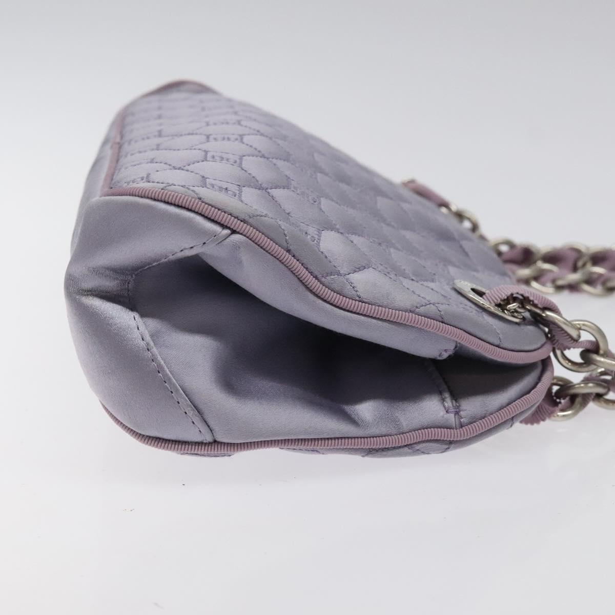 BALLY Chain Hand Bag Satin Purple Silver Auth 123509