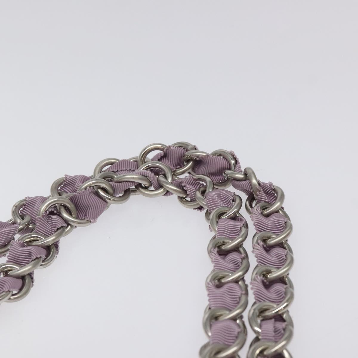 BALLY Chain Hand Bag Satin Purple Silver Auth 123509