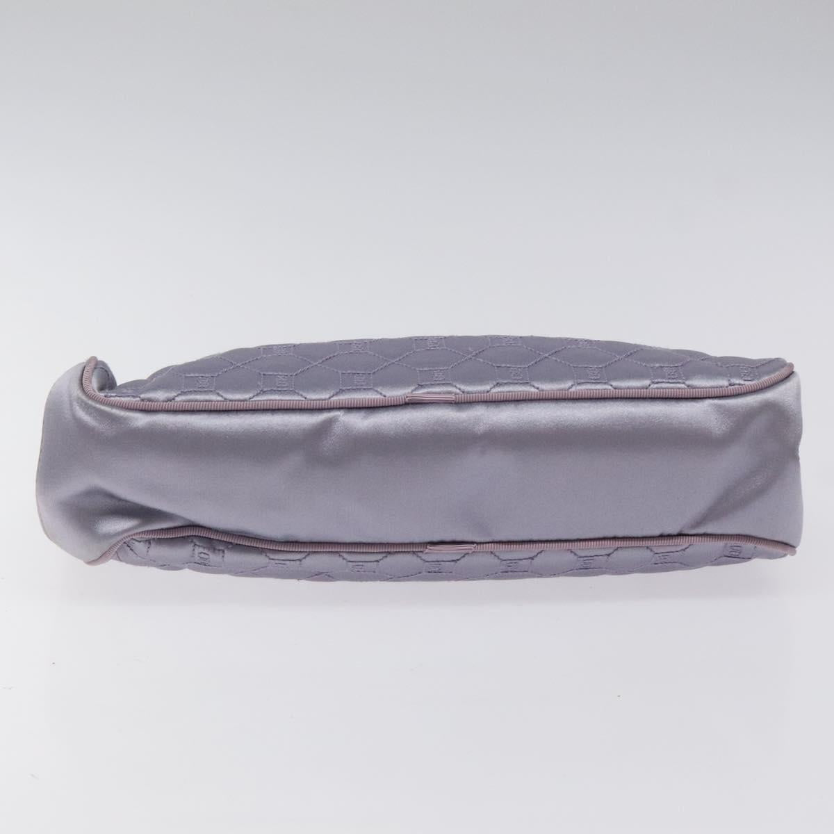 BALLY Chain Hand Bag Satin Purple Silver Auth 123509