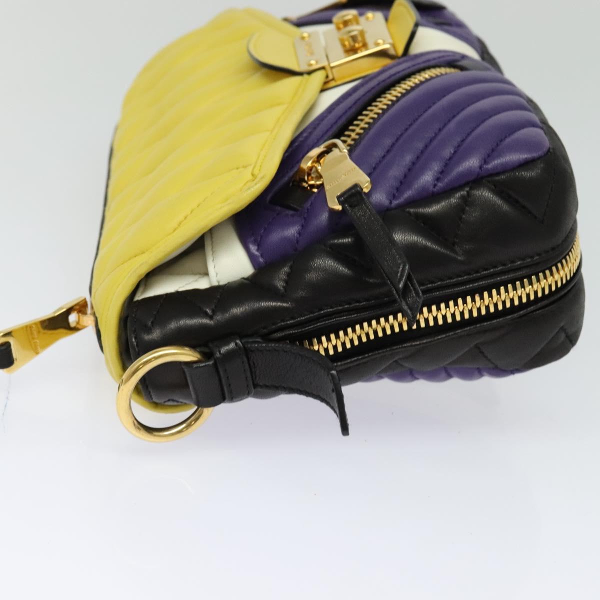 Miu Miu Matelasse Shoulder Bag Leather Yellow Gold Auth 123510