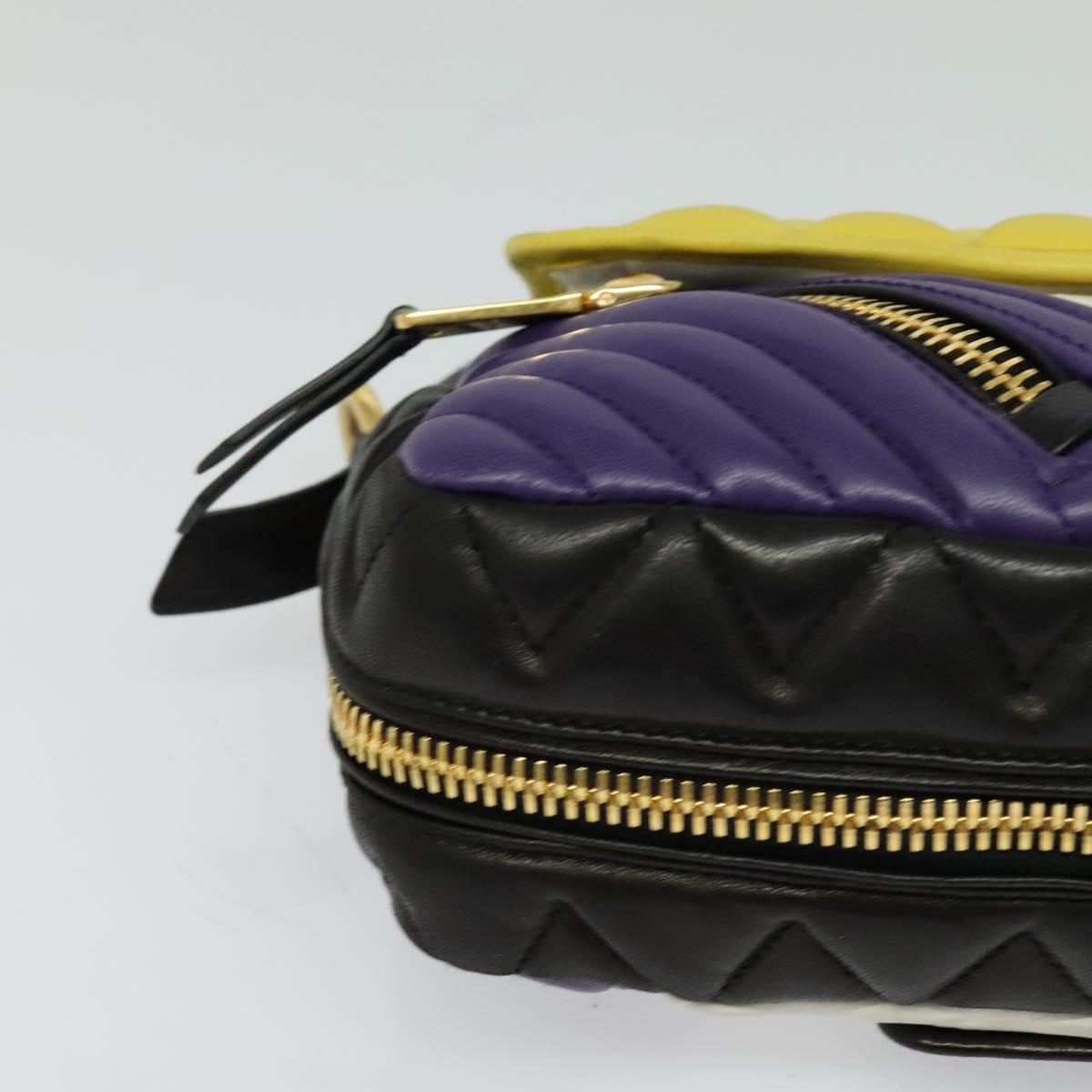 Miu Miu Matelasse Shoulder Bag Leather Yellow Gold Auth 123510