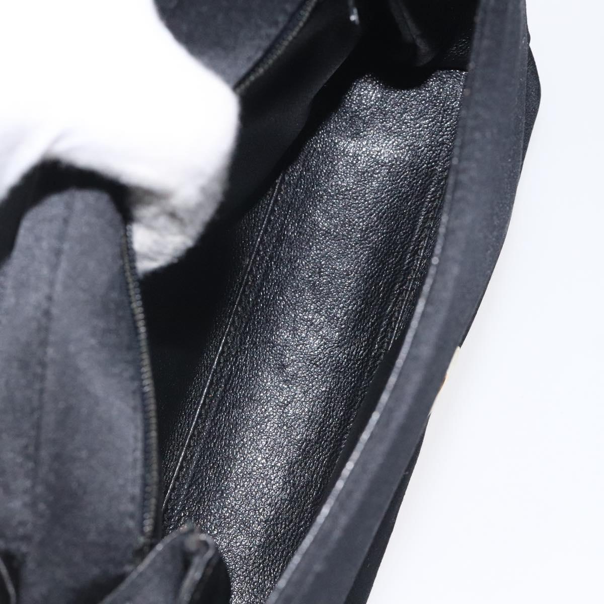 CHANEL Shoulder Bag Silk Black Gold CC Auth 123511