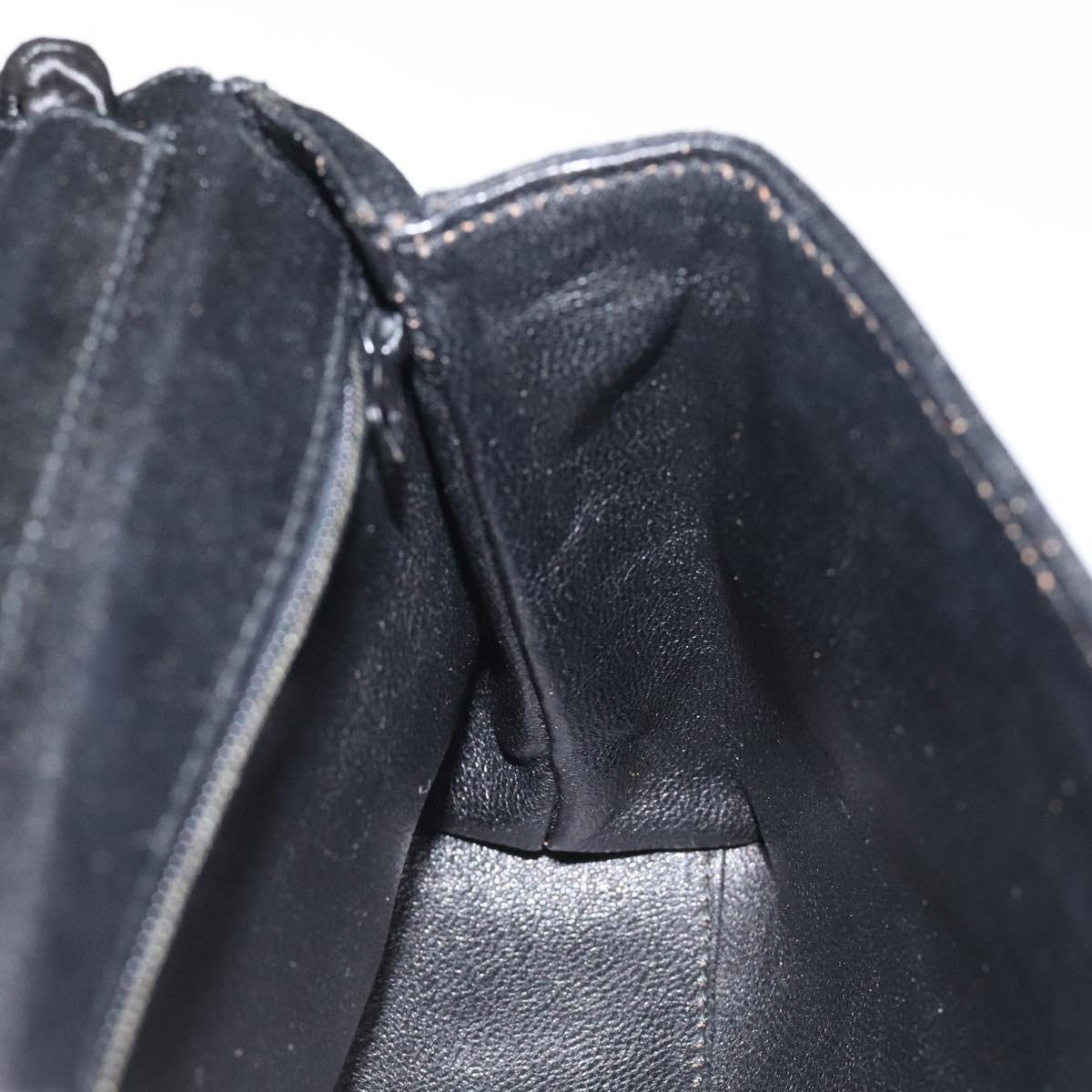 CHANEL Shoulder Bag Silk Black Gold CC Auth 123511