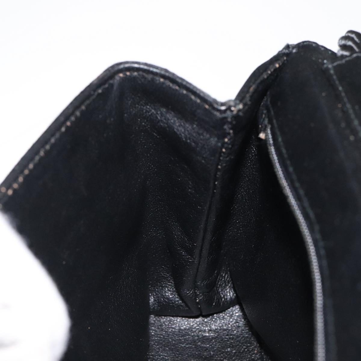 CHANEL Shoulder Bag Silk Black Gold CC Auth 123511