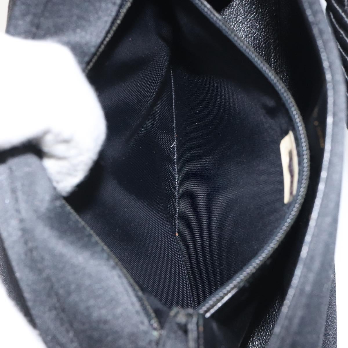 CHANEL Shoulder Bag Silk Black Gold CC Auth 123511