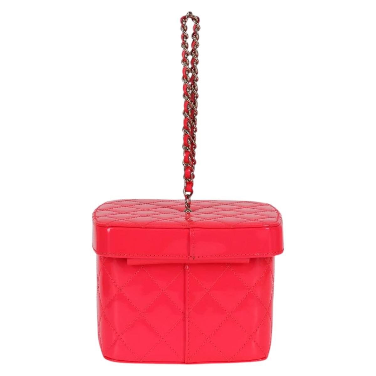 CHANEL Matelasse Vanity Pouch Enamel Pink Gold CC Auth 123518SAM