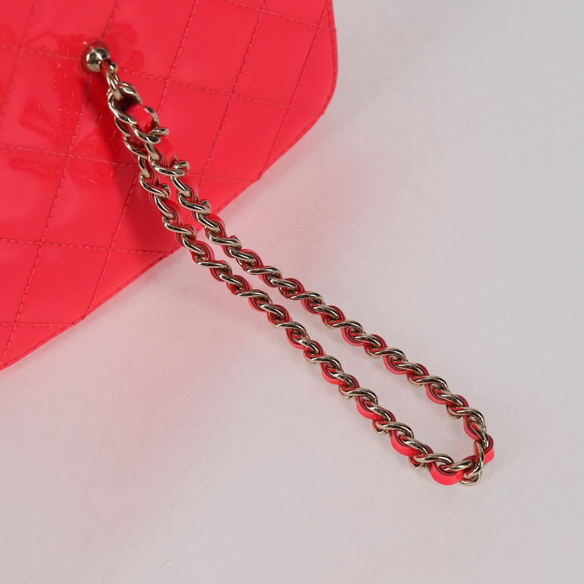 CHANEL Matelasse Vanity Pouch Enamel Pink Gold CC Auth 123518SAM