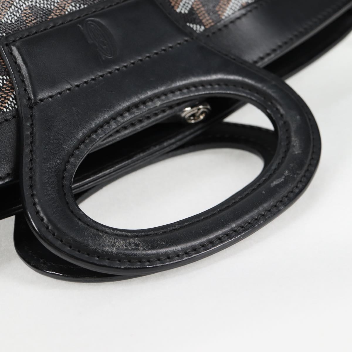 GOYARD Herringbone Hand Bag PVC Leather Black Silver Auth 123524SAM