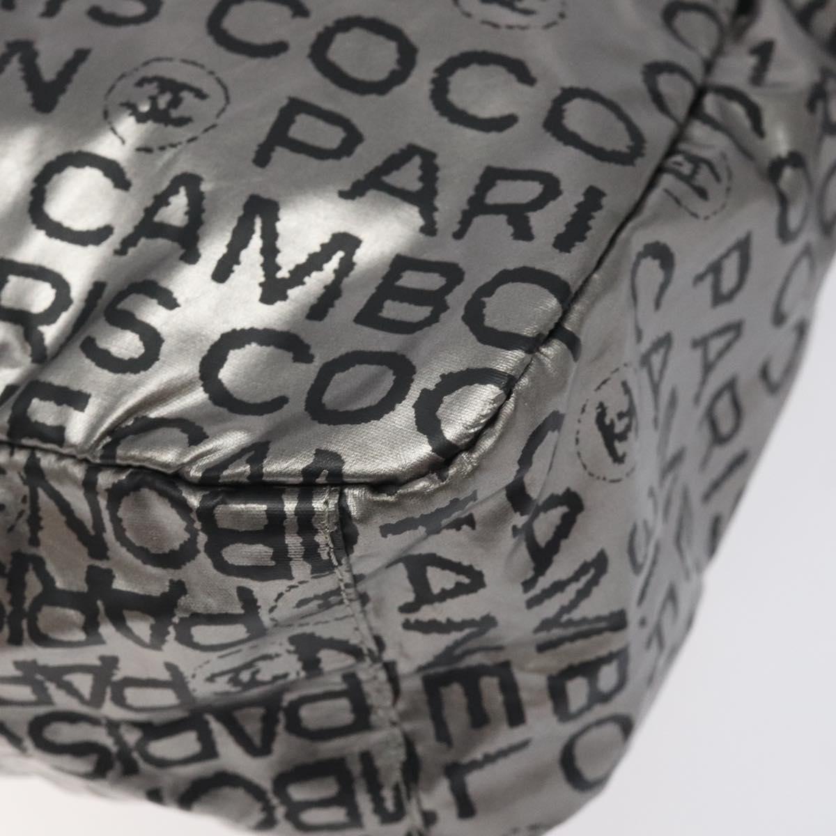CHANEL Unlimited Shoulder Bag Nylon Silver CC Auth 123569