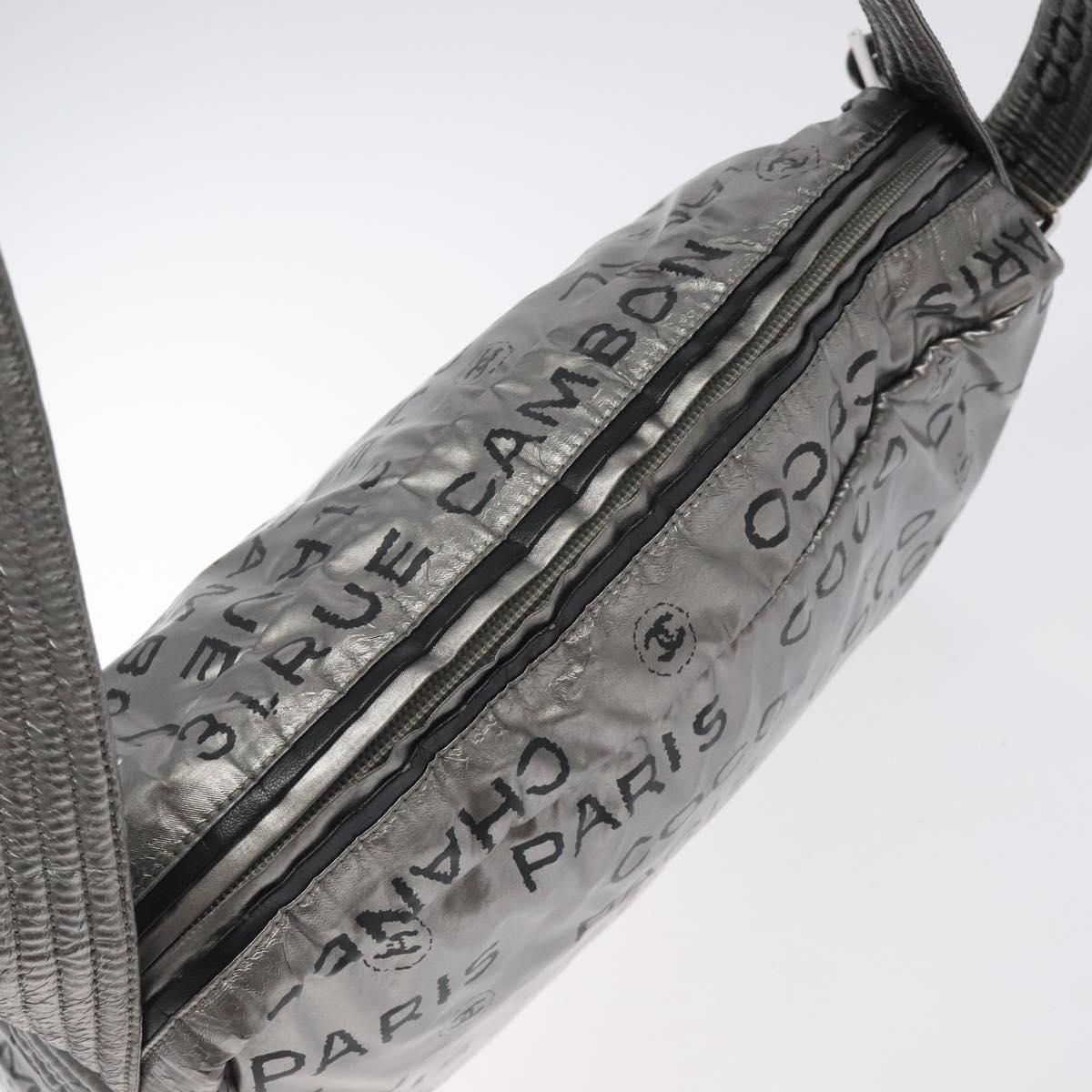 CHANEL Unlimited Shoulder Bag Nylon Silver CC Auth 123569
