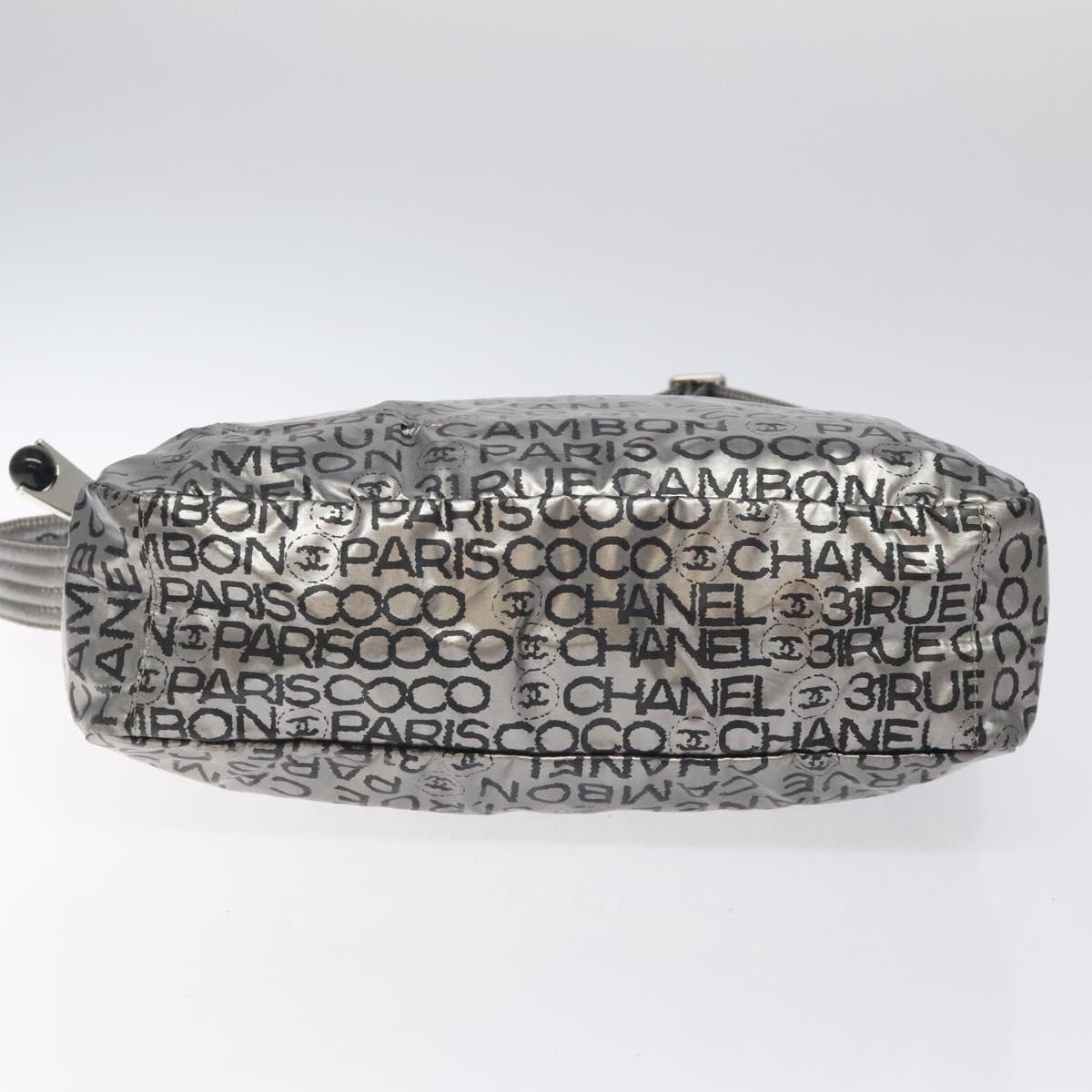CHANEL Unlimited Shoulder Bag Nylon Silver CC Auth 123569