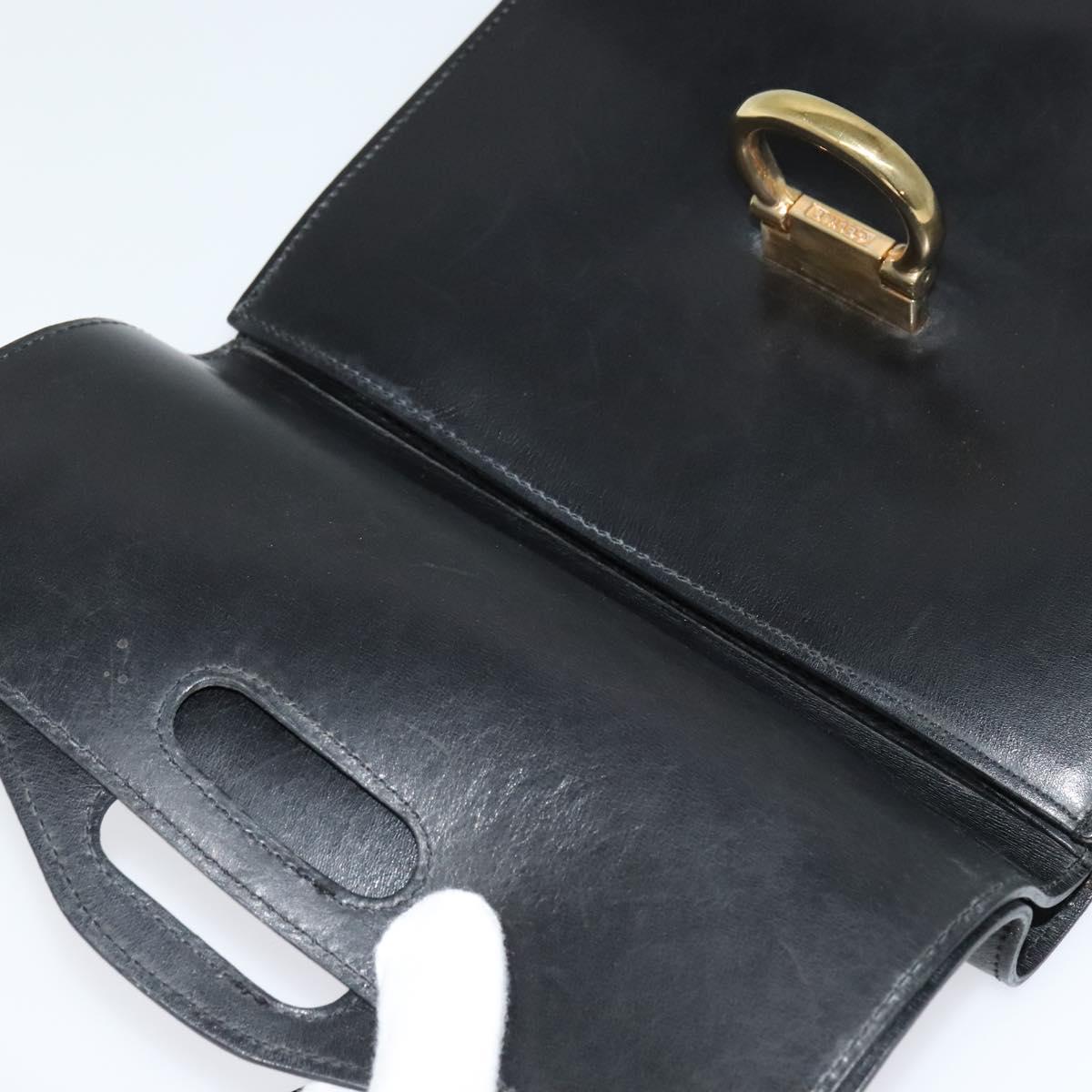 CELINE Hand Bag Leather Black Gold Auth 123571