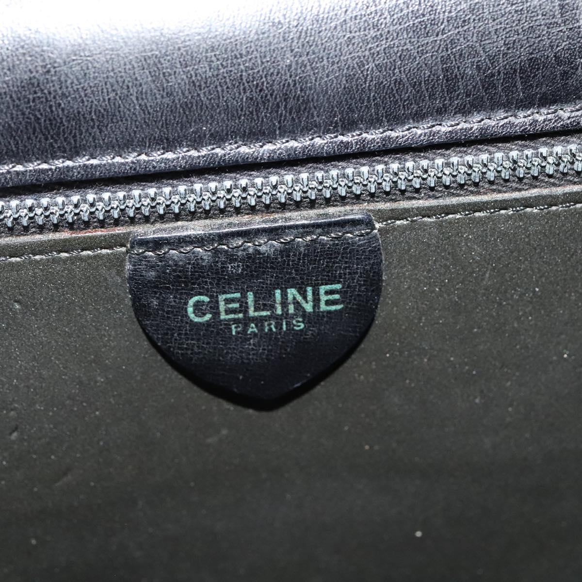 CELINE Hand Bag Leather Black Gold Auth 123571