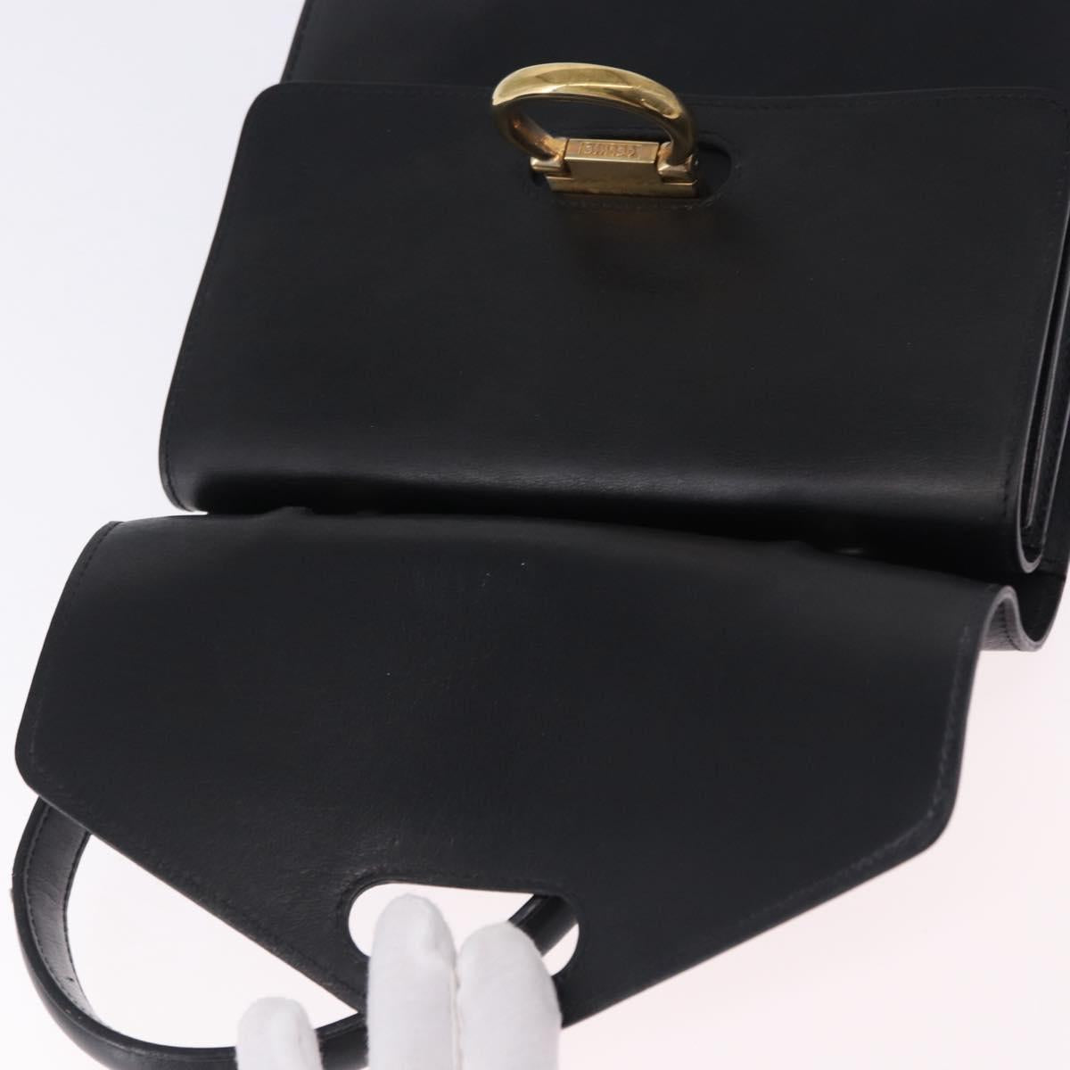 CELINE Hand Bag Leather Black Gold Auth 123571