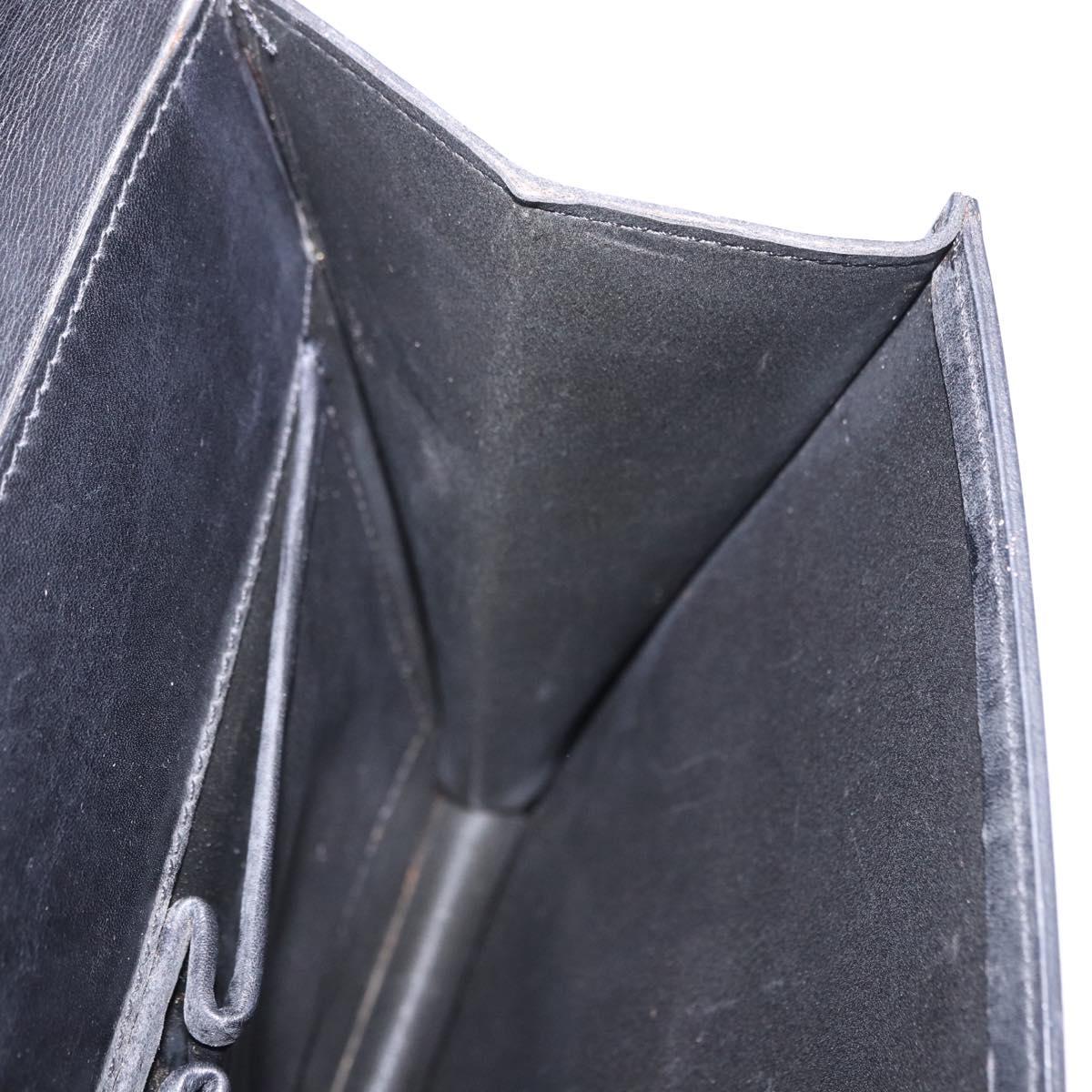 CELINE Hand Bag Leather Black Gold Auth 123571