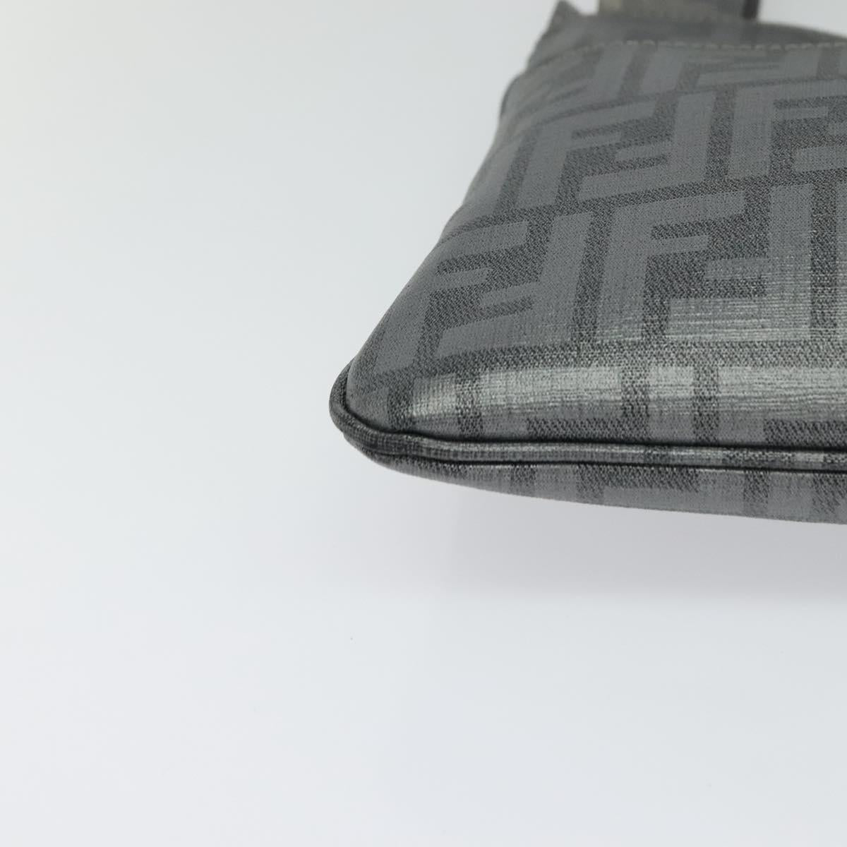 FENDI Zucca Canvas Shoulder Bag PVC Gray Silver Auth 123589V