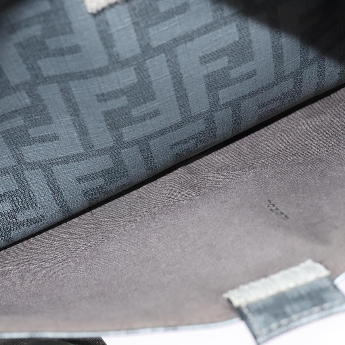 FENDI Zucca Canvas Shoulder Bag PVC Gray Silver Auth 123589V