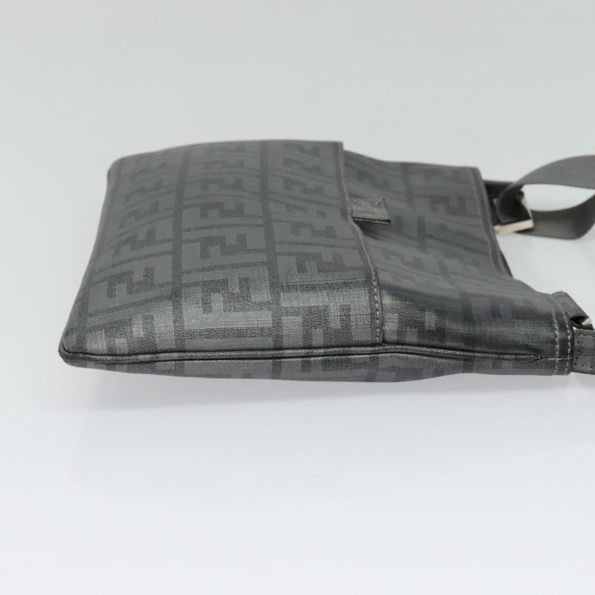 FENDI Zucca Canvas Shoulder Bag PVC Gray Silver Auth 123589V