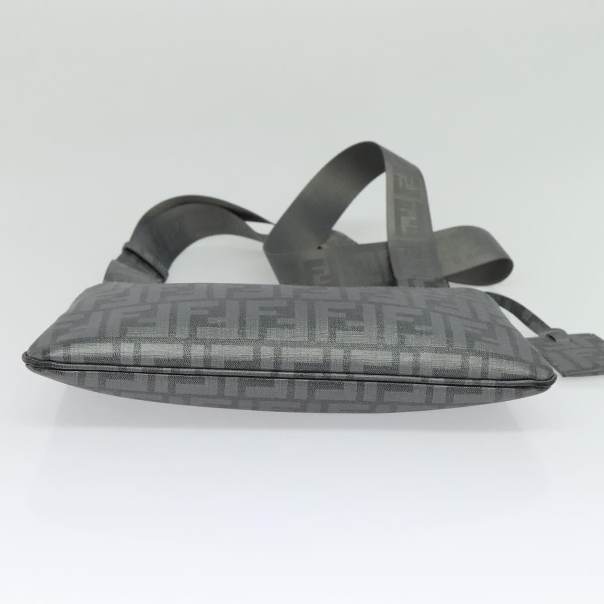 FENDI Zucca Canvas Shoulder Bag PVC Gray Silver Auth 123589V