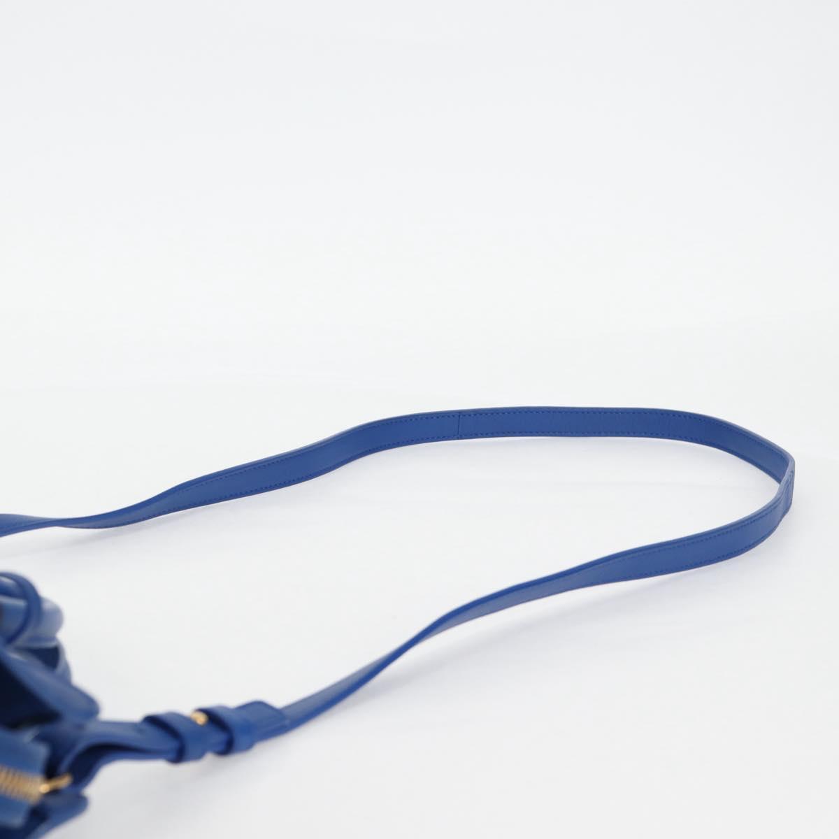 SAINT LAURENT Baby Kabas Hand Bag Leather 2way Blue Gold Auth 123590M
