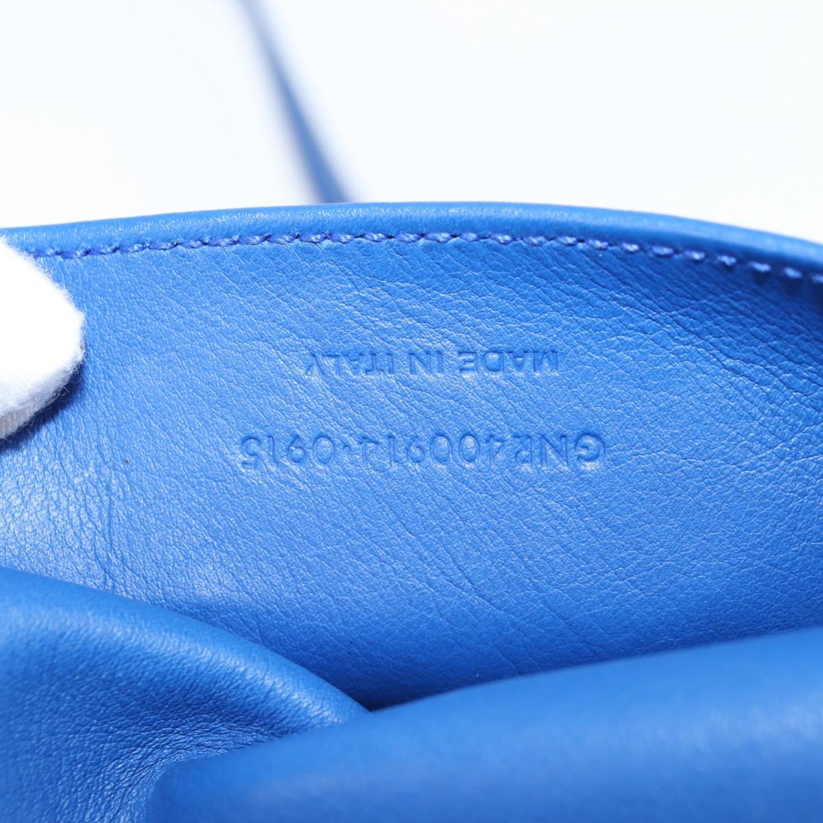 SAINT LAURENT Baby Kabas Hand Bag Leather 2way Blue Gold Auth 123590M