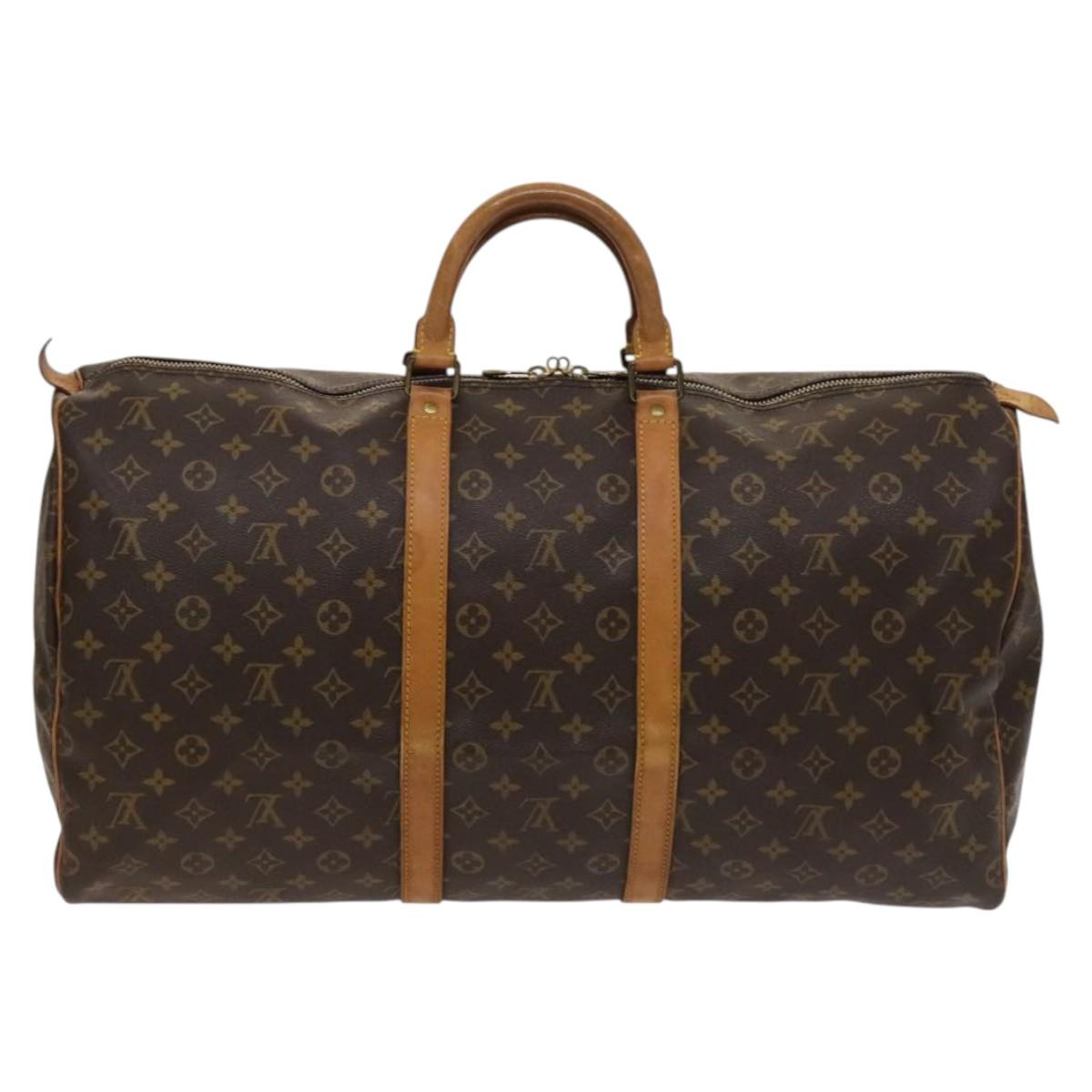LOUIS VUITTON Monogram Keepall 55 Boston Bag M41424 LV Auth 123604