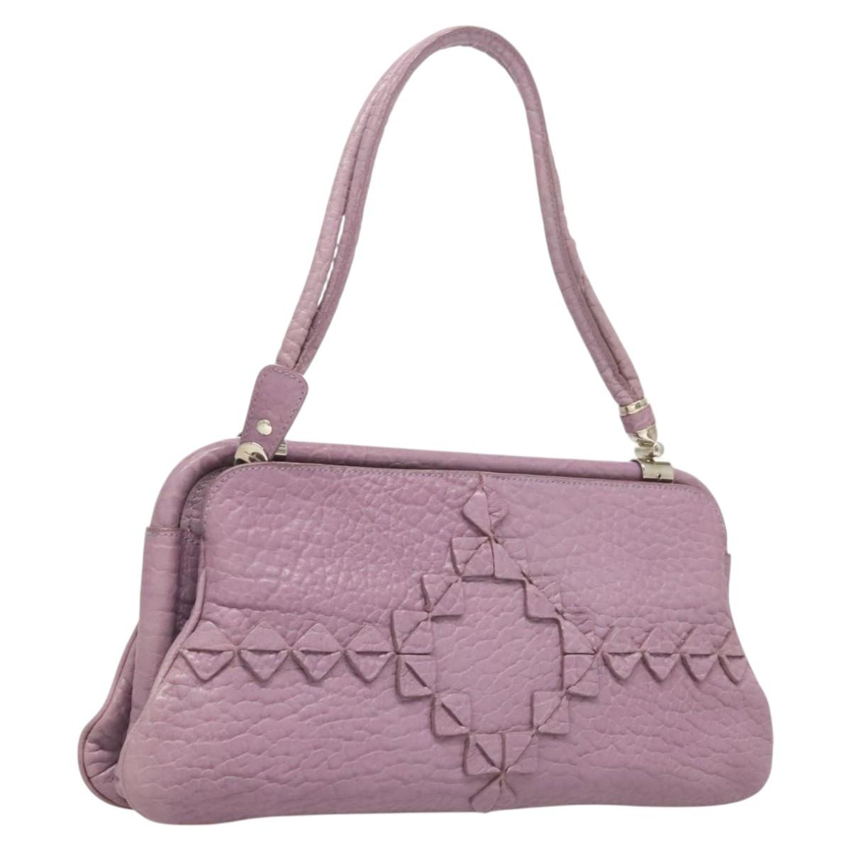 Salvatore Ferragamo Shoulder Bag Leather Purple Silver Auth 123639