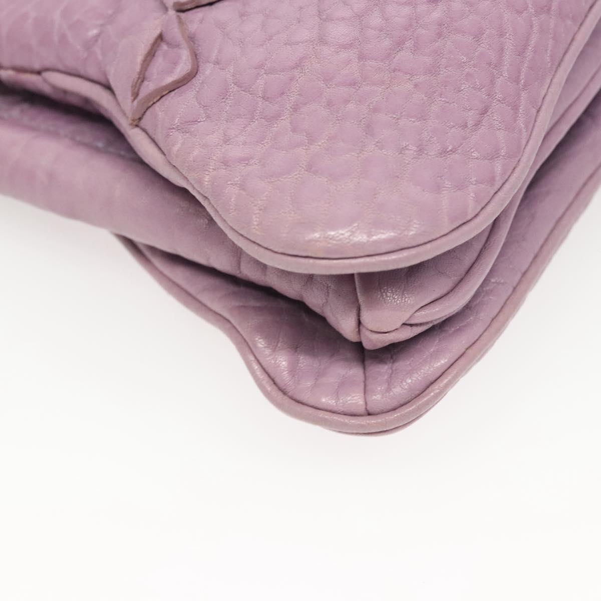 Salvatore Ferragamo Shoulder Bag Leather Purple Silver Auth 123639