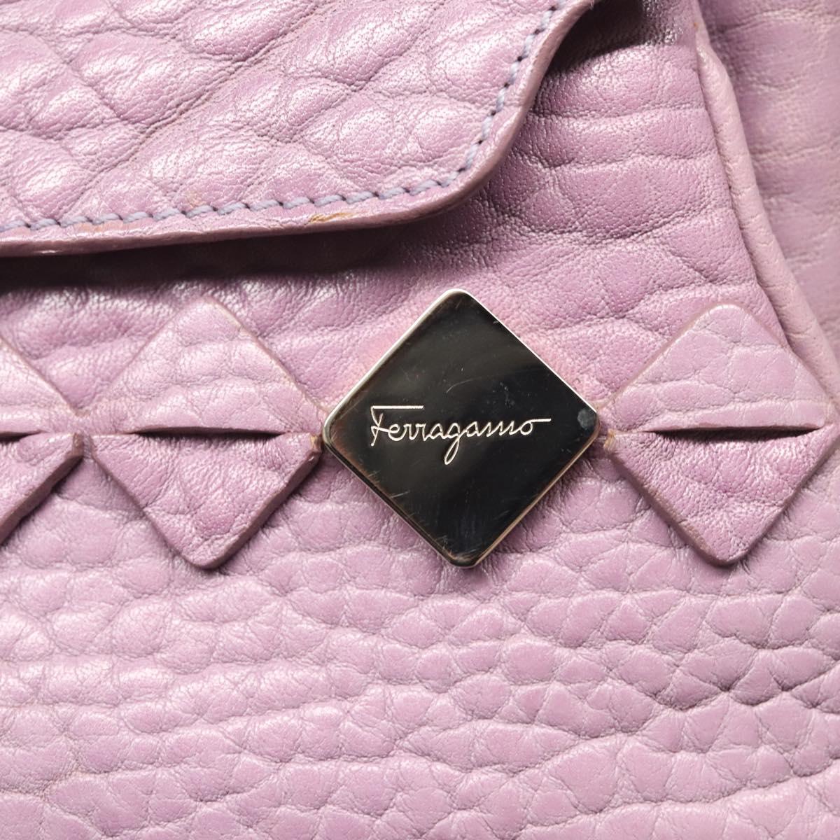 Salvatore Ferragamo Shoulder Bag Leather Purple Silver Auth 123639
