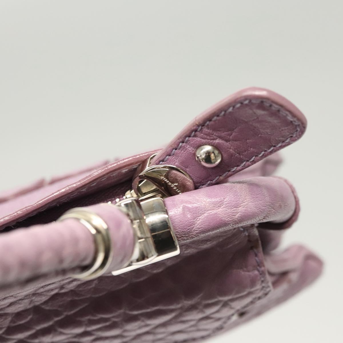 Salvatore Ferragamo Shoulder Bag Leather Purple Silver Auth 123639