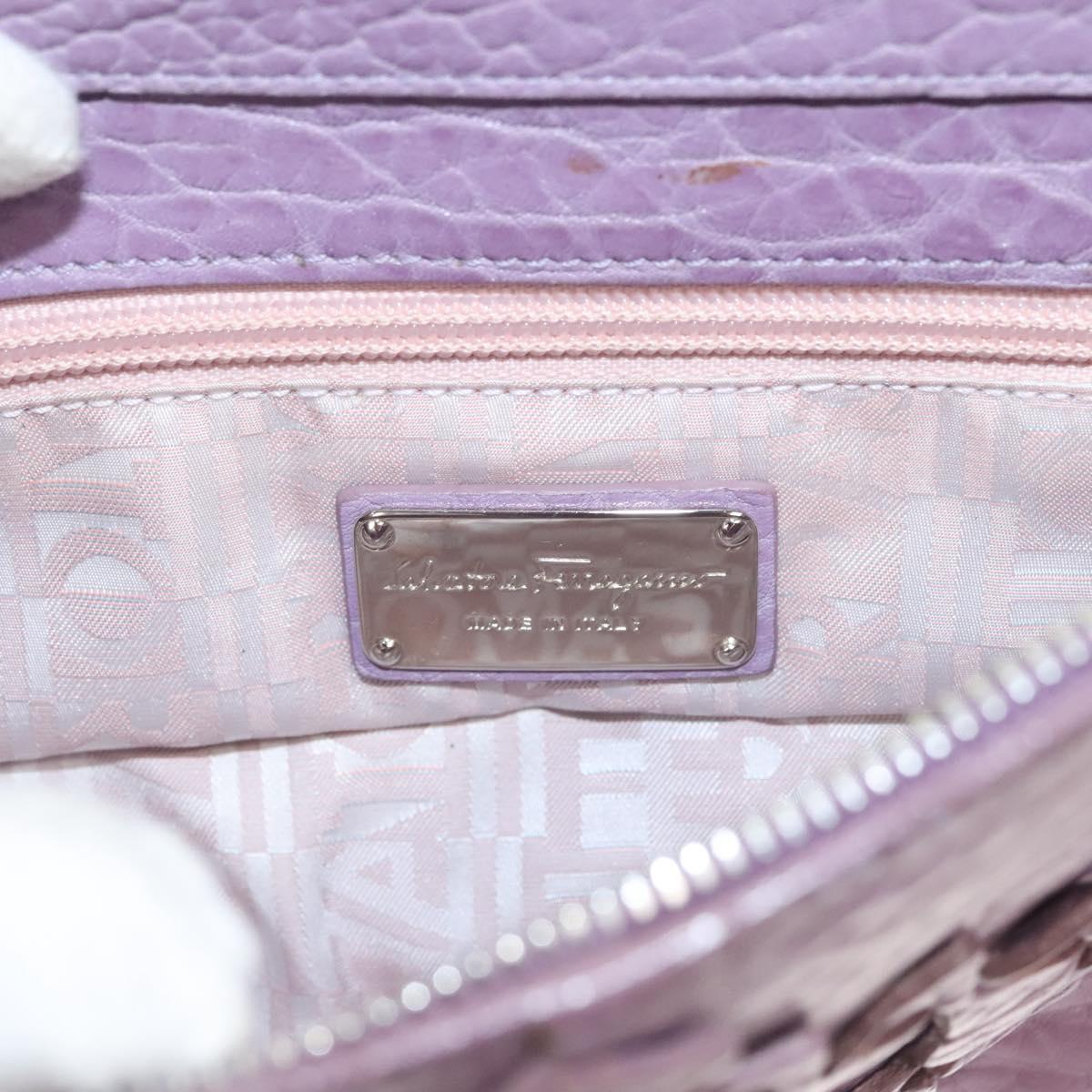 Salvatore Ferragamo Shoulder Bag Leather Purple Silver Auth 123639