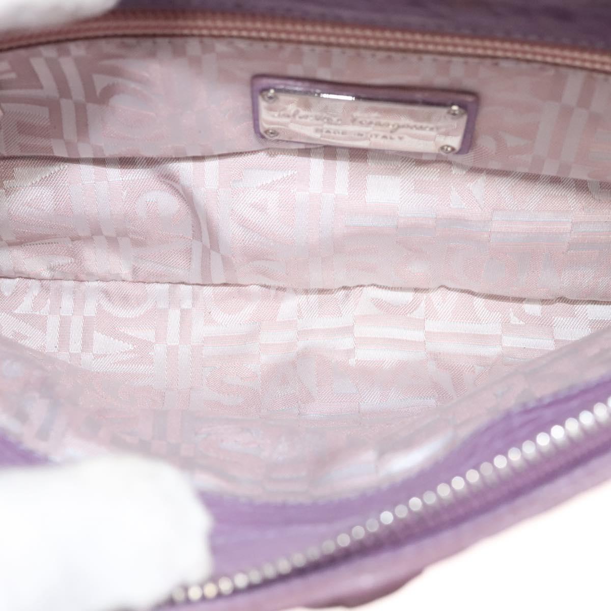 Salvatore Ferragamo Shoulder Bag Leather Purple Silver Auth 123639