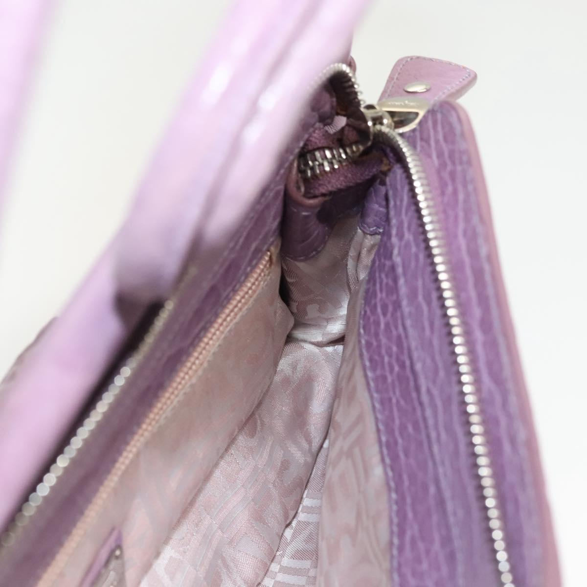 Salvatore Ferragamo Shoulder Bag Leather Purple Silver Auth 123639