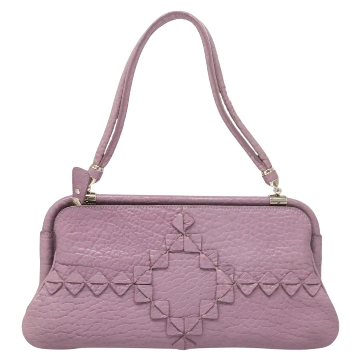 Salvatore Ferragamo Shoulder Bag Leather Purple Silver Auth 123639