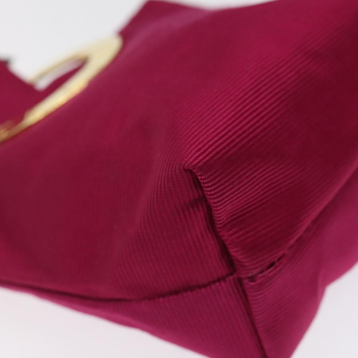 CELINE Circle Pouch Nylon Pink Gold Auth 123645