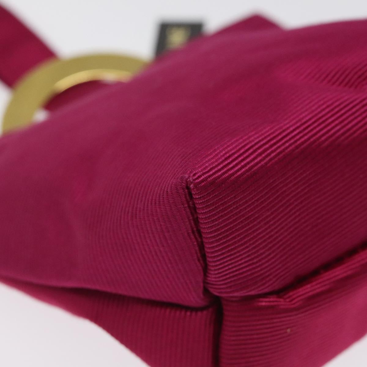 CELINE Circle Pouch Nylon Pink Gold Auth 123645