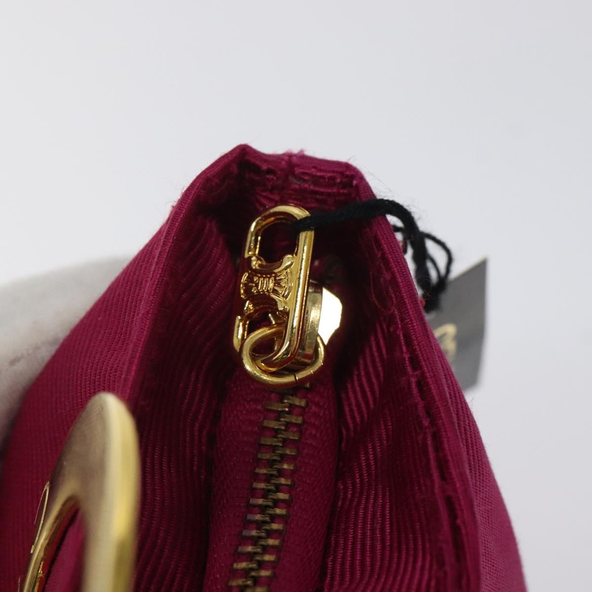 CELINE Circle Pouch Nylon Pink Gold Auth 123645