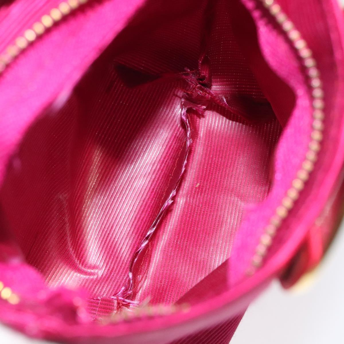 CELINE Circle Pouch Nylon Pink Gold Auth 123645