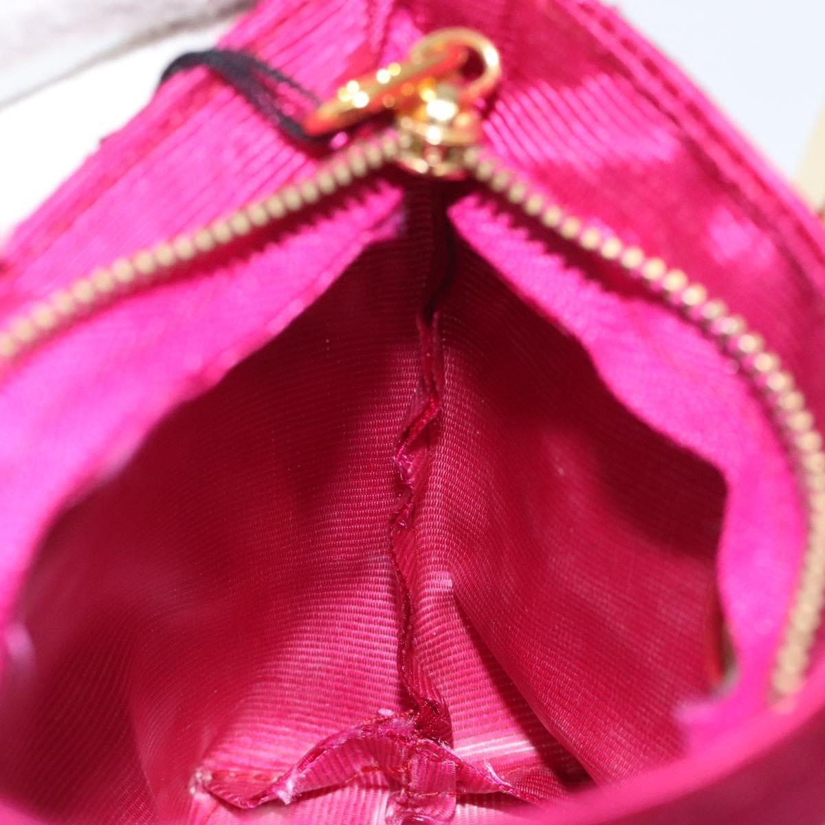 CELINE Circle Pouch Nylon Pink Gold Auth 123645