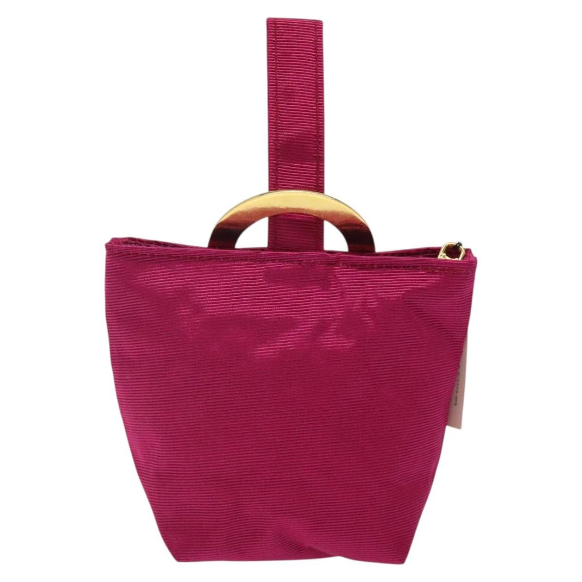 CELINE Circle Pouch Nylon Pink Gold Auth 123645