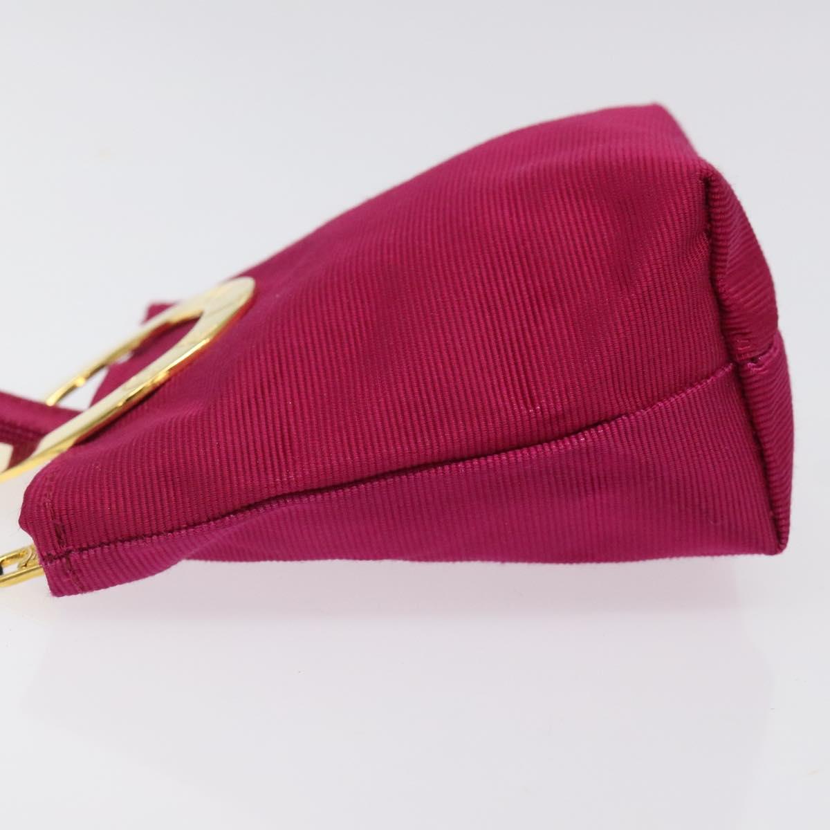 CELINE Circle Pouch Nylon Pink Gold Auth 123645