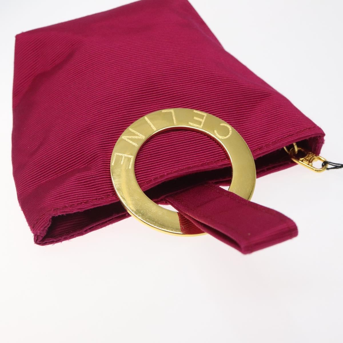 CELINE Circle Pouch Nylon Pink Gold Auth 123645