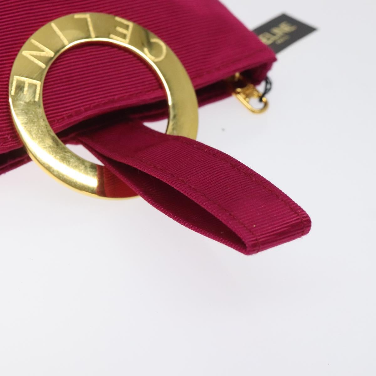 CELINE Circle Pouch Nylon Pink Gold Auth 123645