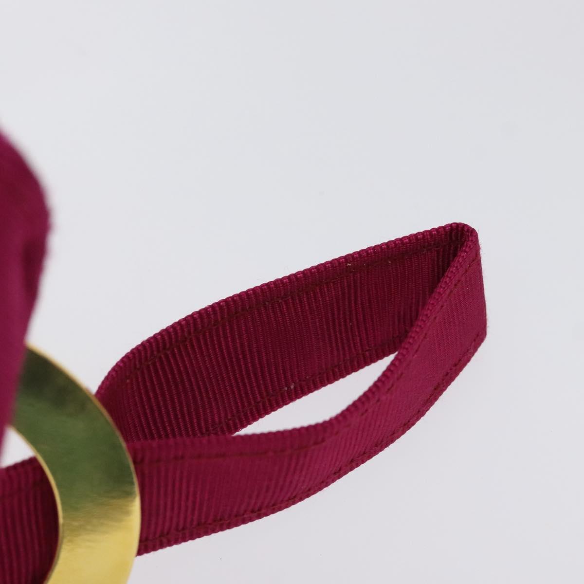 CELINE Circle Pouch Nylon Pink Gold Auth 123645