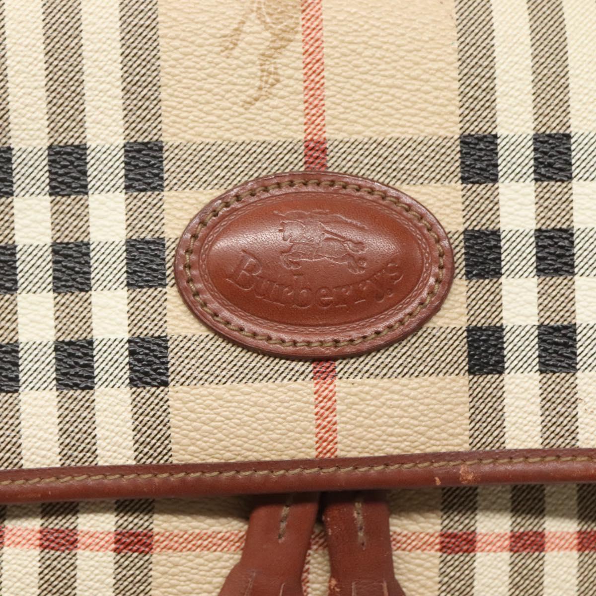 Burberrys Nova Check Shoulder Bag PVC Beige Gold Auth 123676