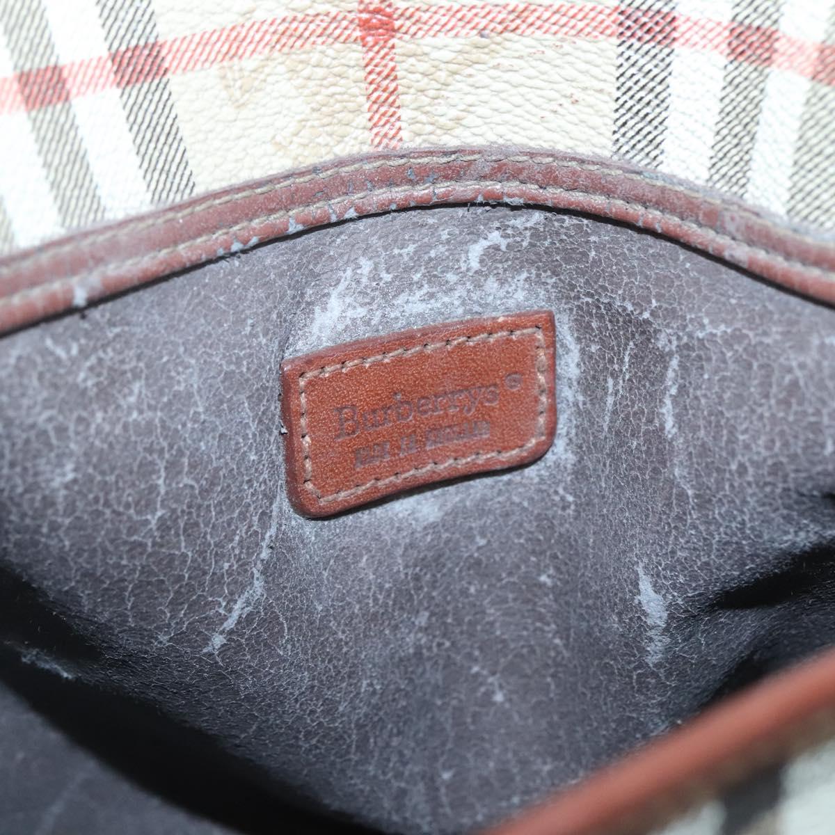 Burberrys Nova Check Shoulder Bag PVC Beige Gold Auth 123676