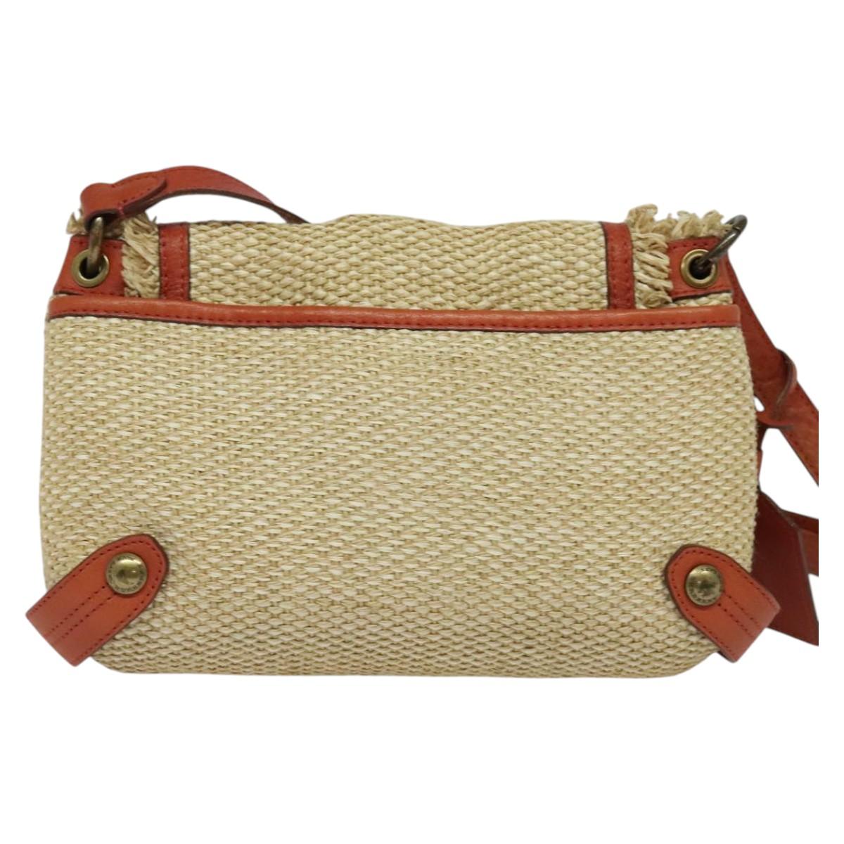 BURBERRY Blue Label Shoulder Bag Straw Beige Auth 123677