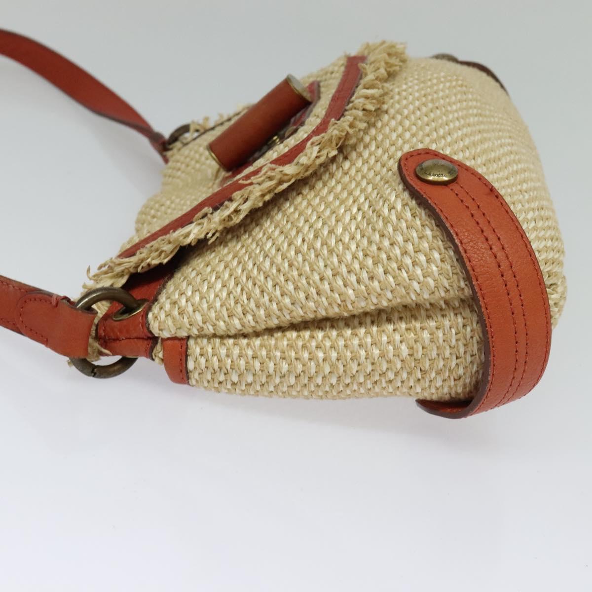 BURBERRY Blue Label Shoulder Bag Straw Beige Auth 123677